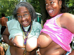 Bizarre black grandmothers bare